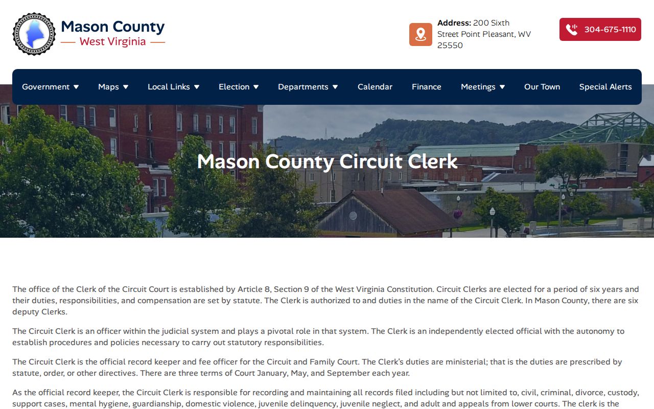 Mason County Circuit Clerk records and courthouse contact page for title-chain research