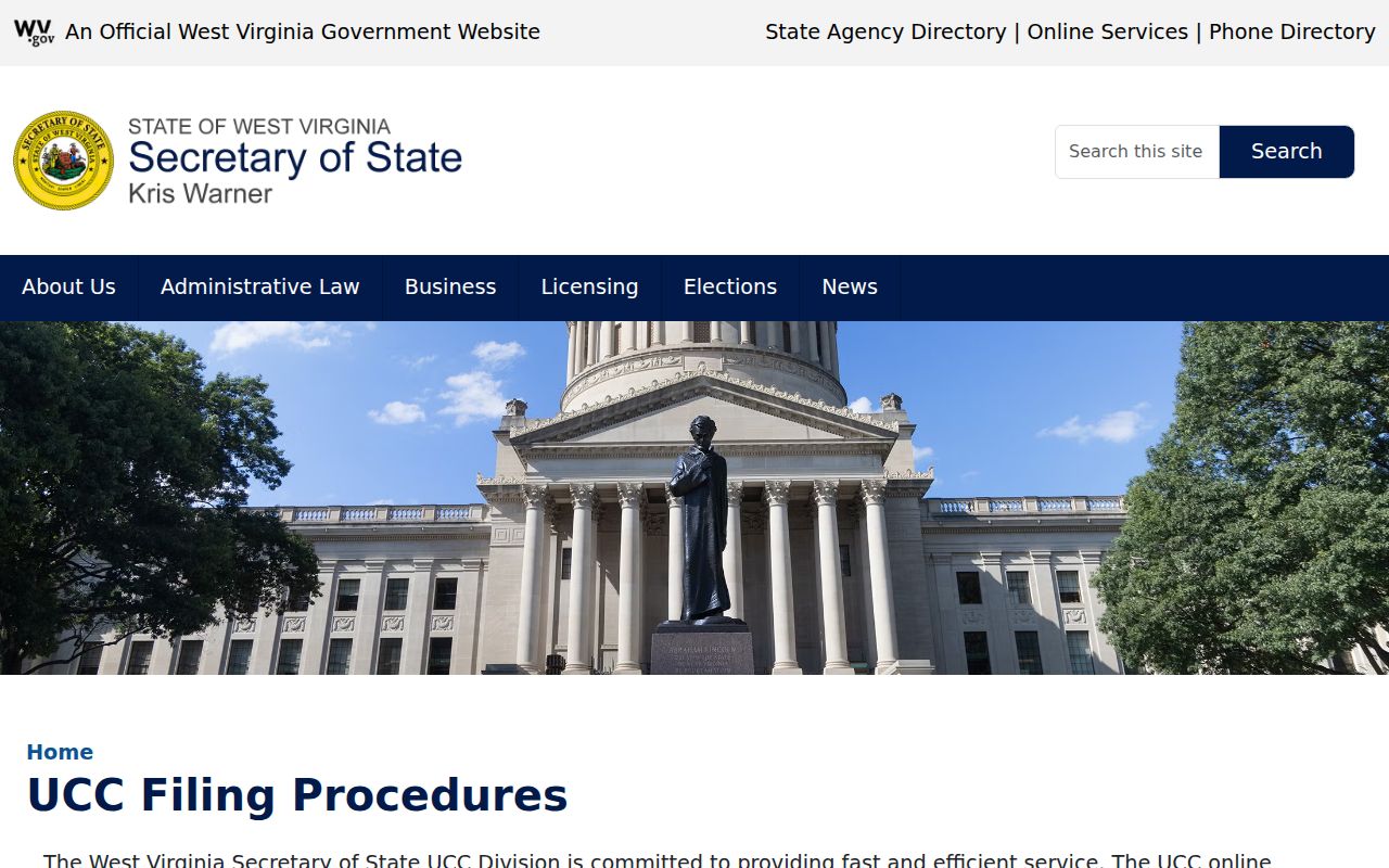 West Virginia UCC search instructions distinguished from Mason County land-title records