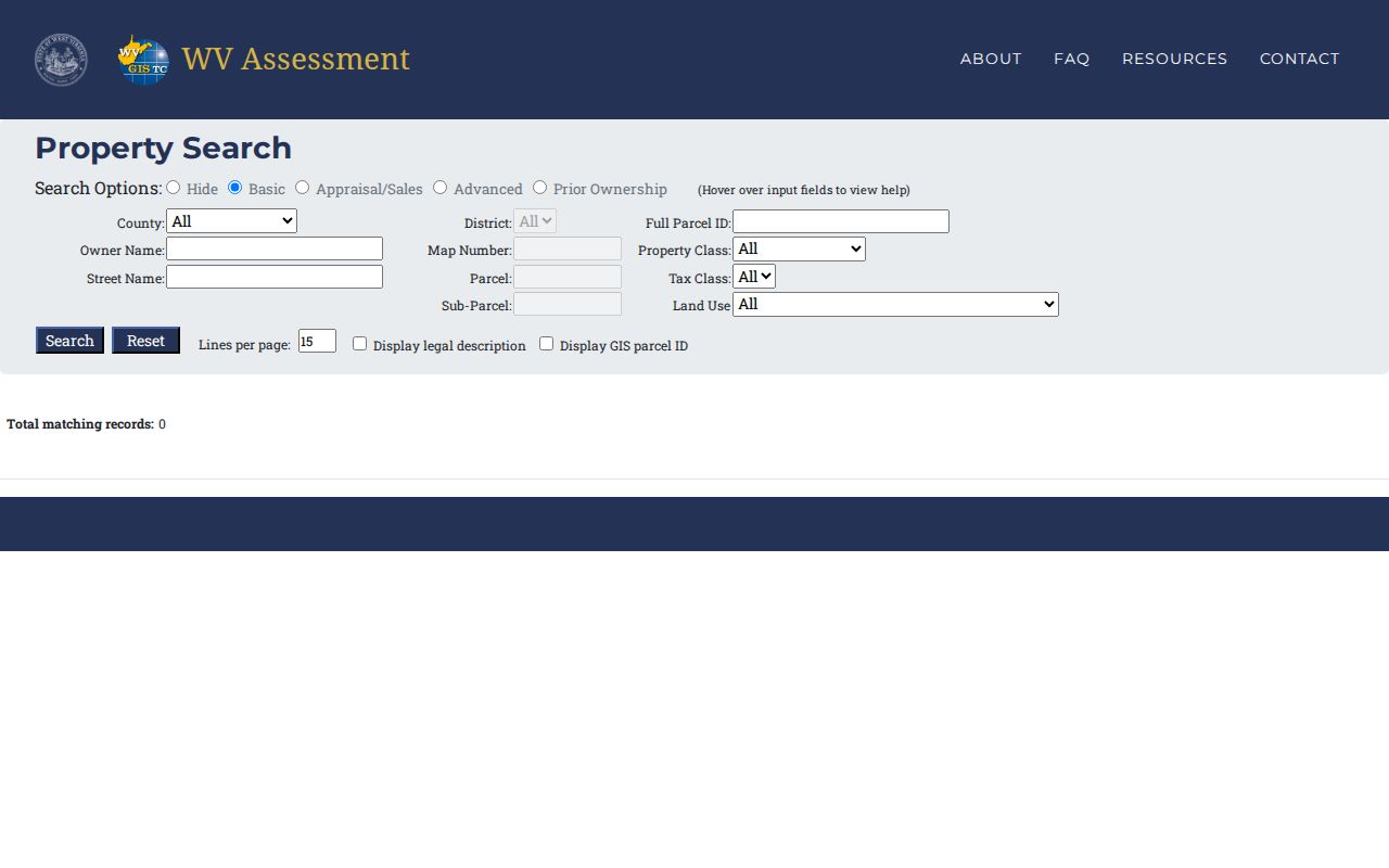 Mason County property record search fields for owner, address, appraisal, and sale data